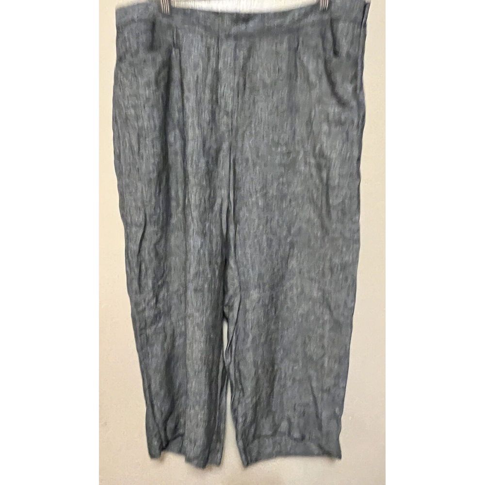 J.Jill Love Linen Gray Relaxed Wide Leg Crop Pants Pull On Sz XLT Langenlook